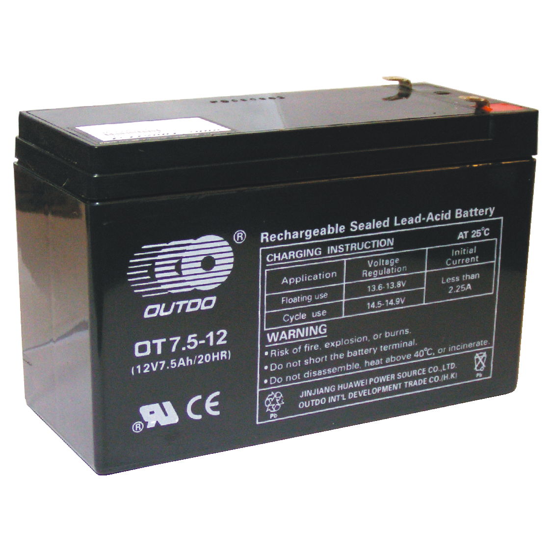 12V 7.5Ah Sealed lead-acid battery