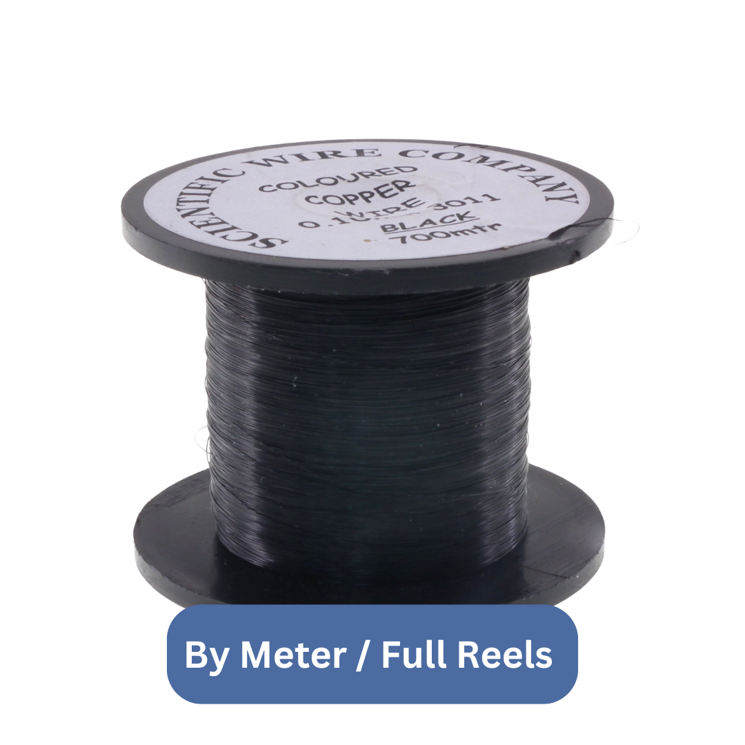 38awg (0.1mm) Super-Fine Solderable Enamelled Copper Connecting Wire - Black - 1M / 700M
