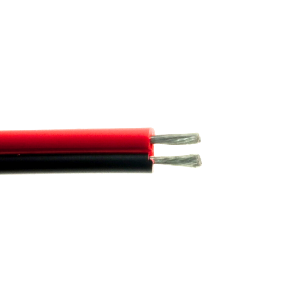 200cm 18awg Twin Flat Light Duty PVC Wire - Red/Black 