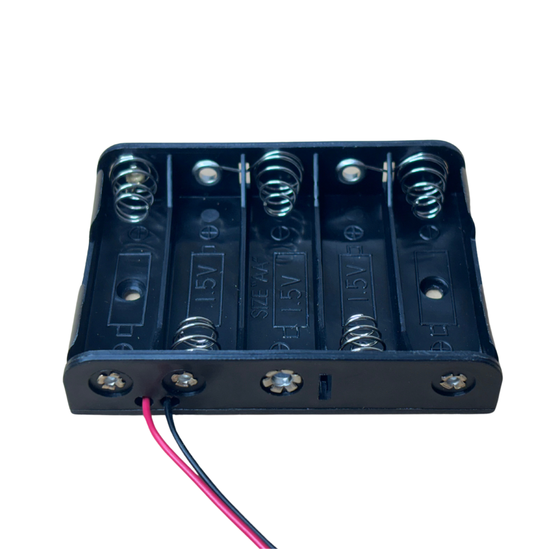 Battery holder for 5 AA batteries side by side with Solder Tags