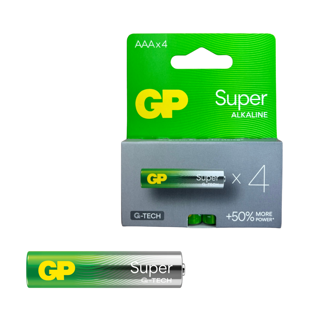 GP Battery AAA Super Alkaline Batteries 1.5v - Pack of 4