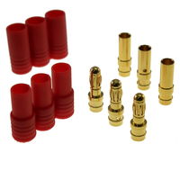 HXT 3.5mm gold bullet 3 way connectors pair with red housing