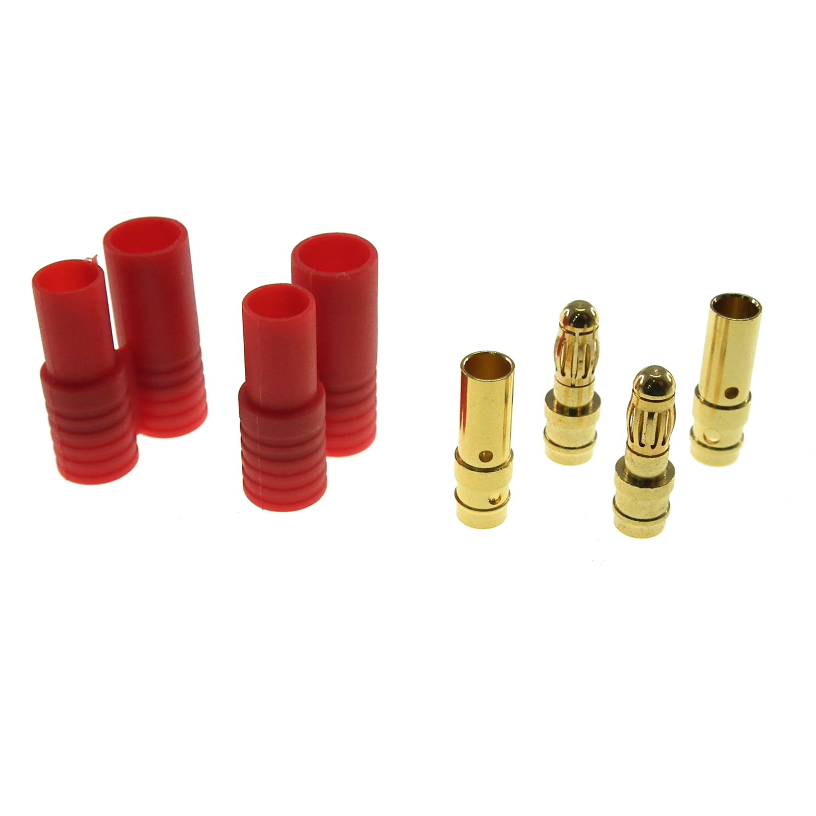 HXT 3.5mm gold bullet 2 way connectors pair with red housing