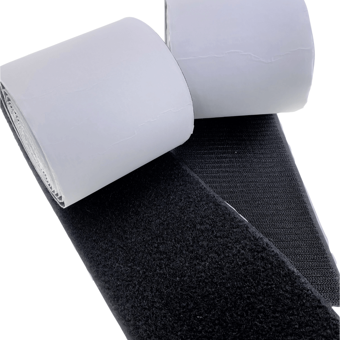 Single sided self-adhesive velcro (Black) 50mm wide, hook & loop pair