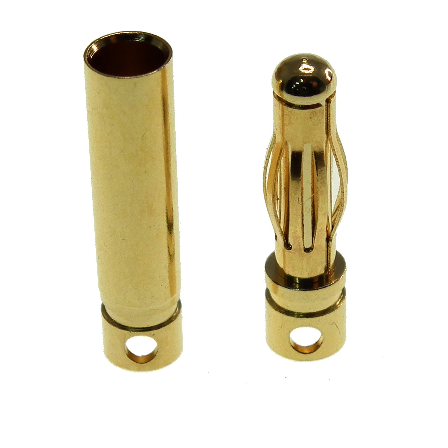 4mm gold bullet connectors long- pair