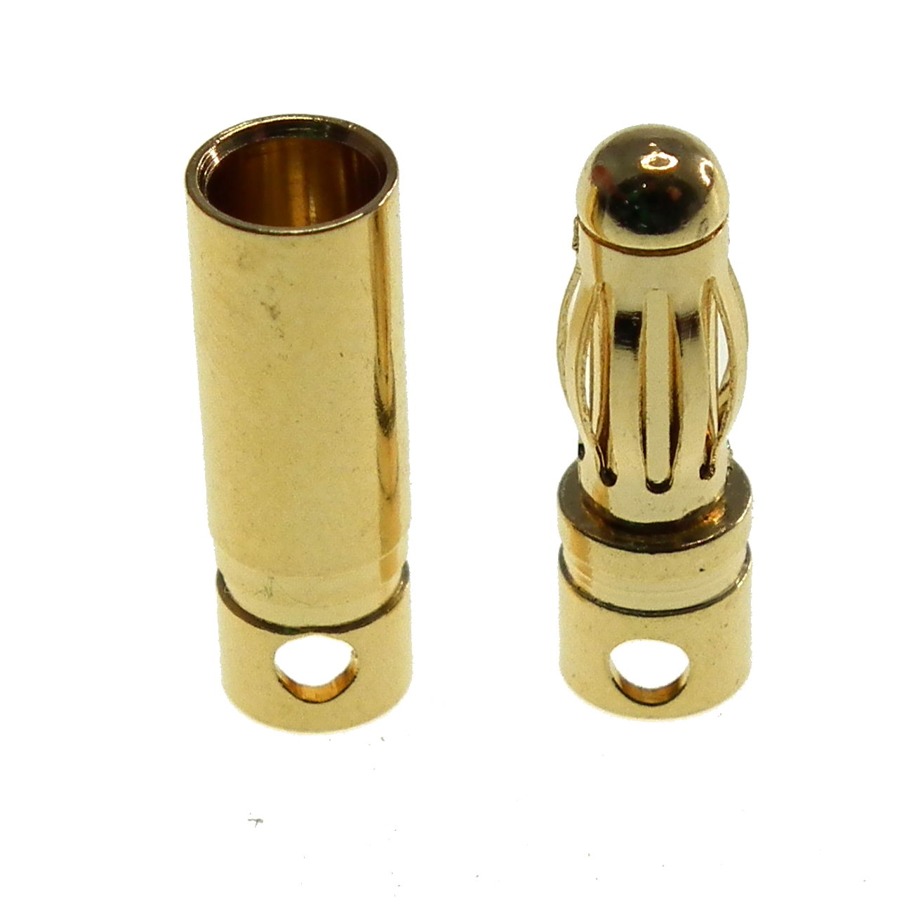 4mm gold bullet connectors short - pair