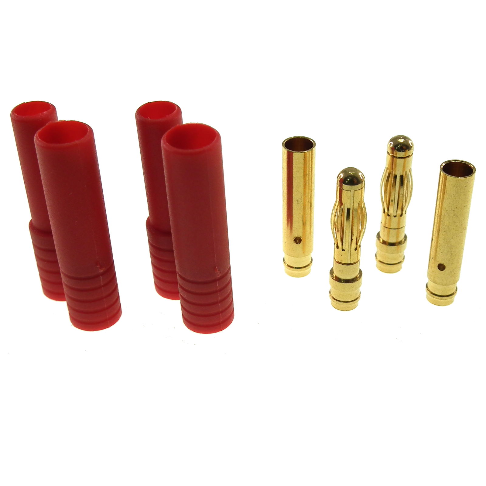 HXT 4mm gold bullet 2 way connectors pair with red housing