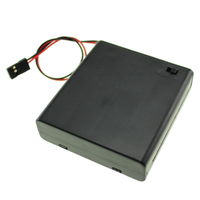 Battery holder for 4 AA batteries, side by side with cover and switch (JR Lead) 
