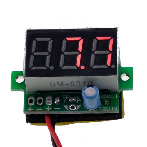 Battery voltage level display with 0.36" display (Red)