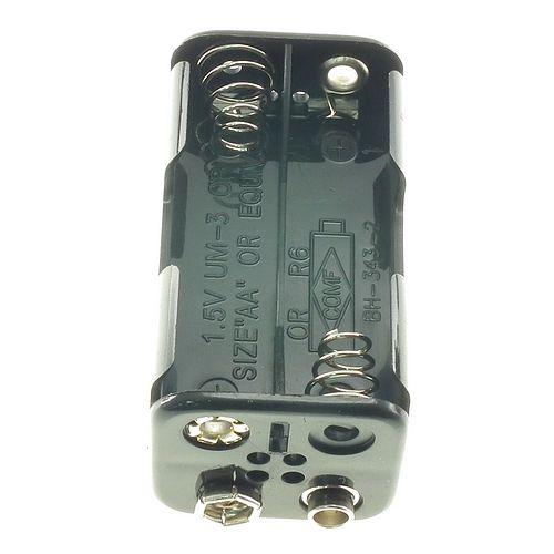 Battery holder for 4 AA batteries, square shape (PP3 clip) 