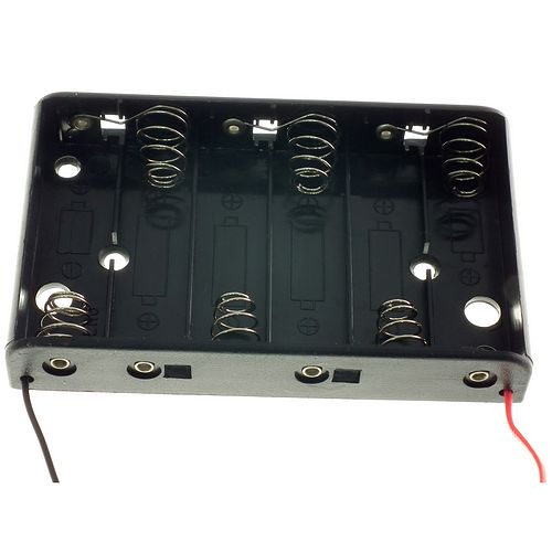 Battery holder for 6 AA batteries, side by side (wire connects) 