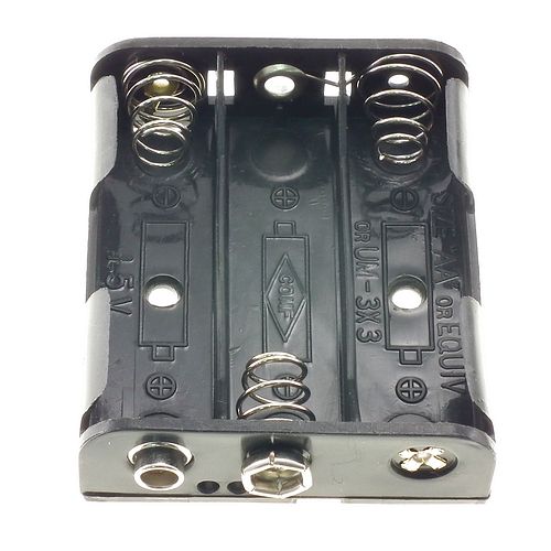 Battery holder for 3 AA batteries side by side (PP3 clip) 