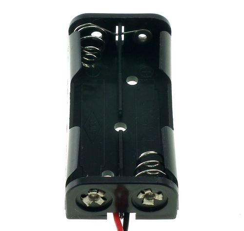 Battery holder for 2 AAA batteries side by side (wire connects)