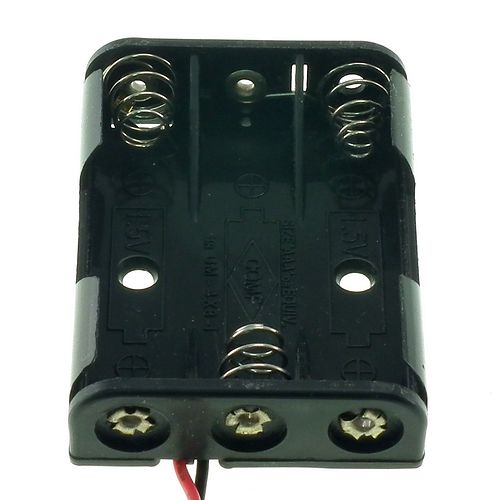 Battery holder for 3 AAA batteries side by side (wire connects)