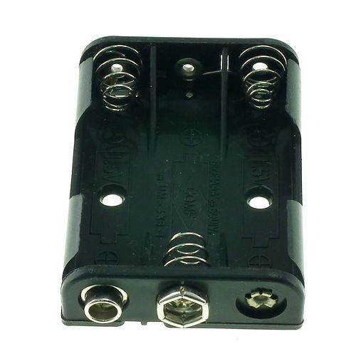 Battery holder for 3 AAA batteries side by side (PP3 clip)