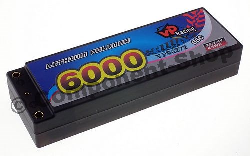7.4V 6000mAh 65C continuous discharge Hard-Case Racing Lipo Battery
