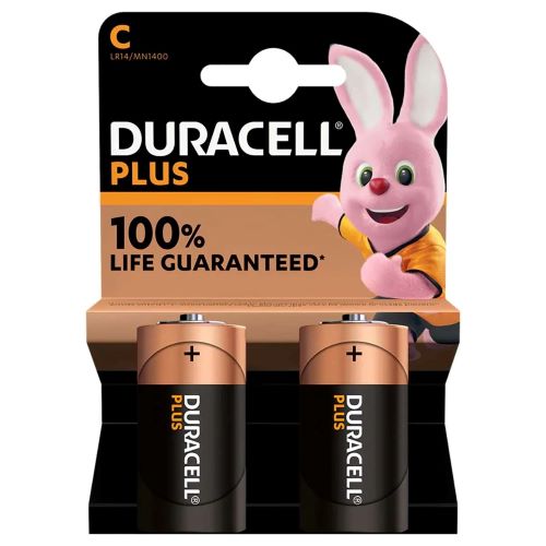 Duracell Plus C Alkaline Batteries - Pack of 2