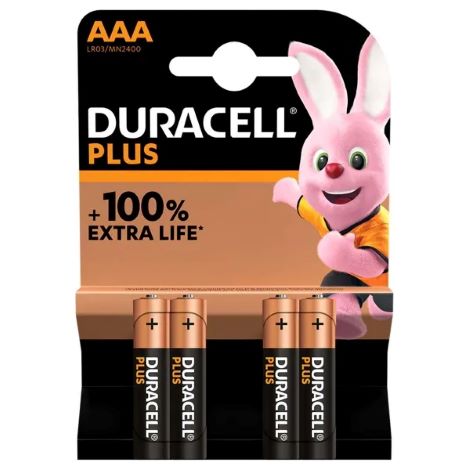 Duracell Plus AAA Alkaline Batteries - Pack of 4