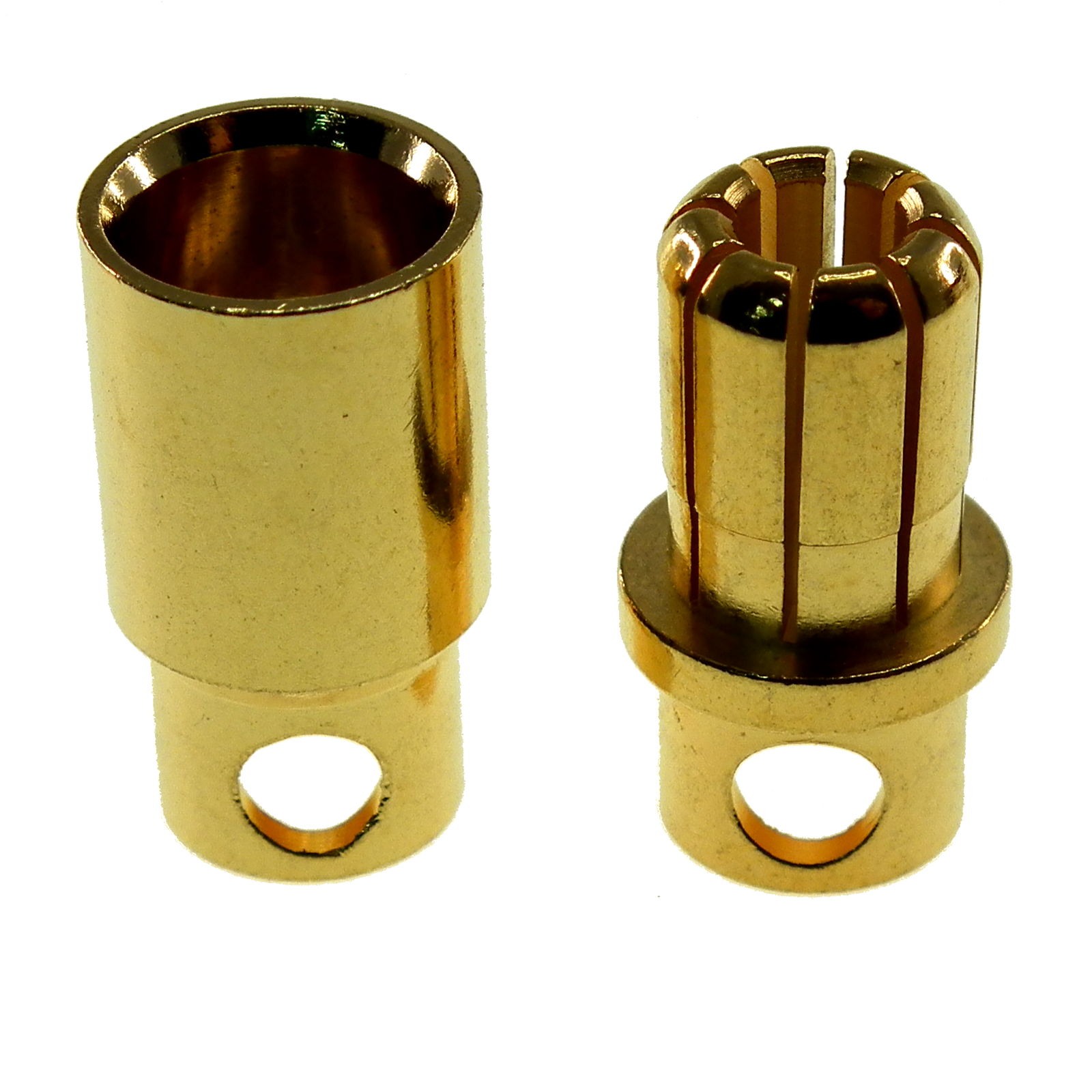 8mm gold bullet connectors - pair