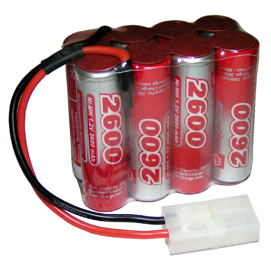 9.6V 2600mAh Compact AA NiMH Battery Pack.