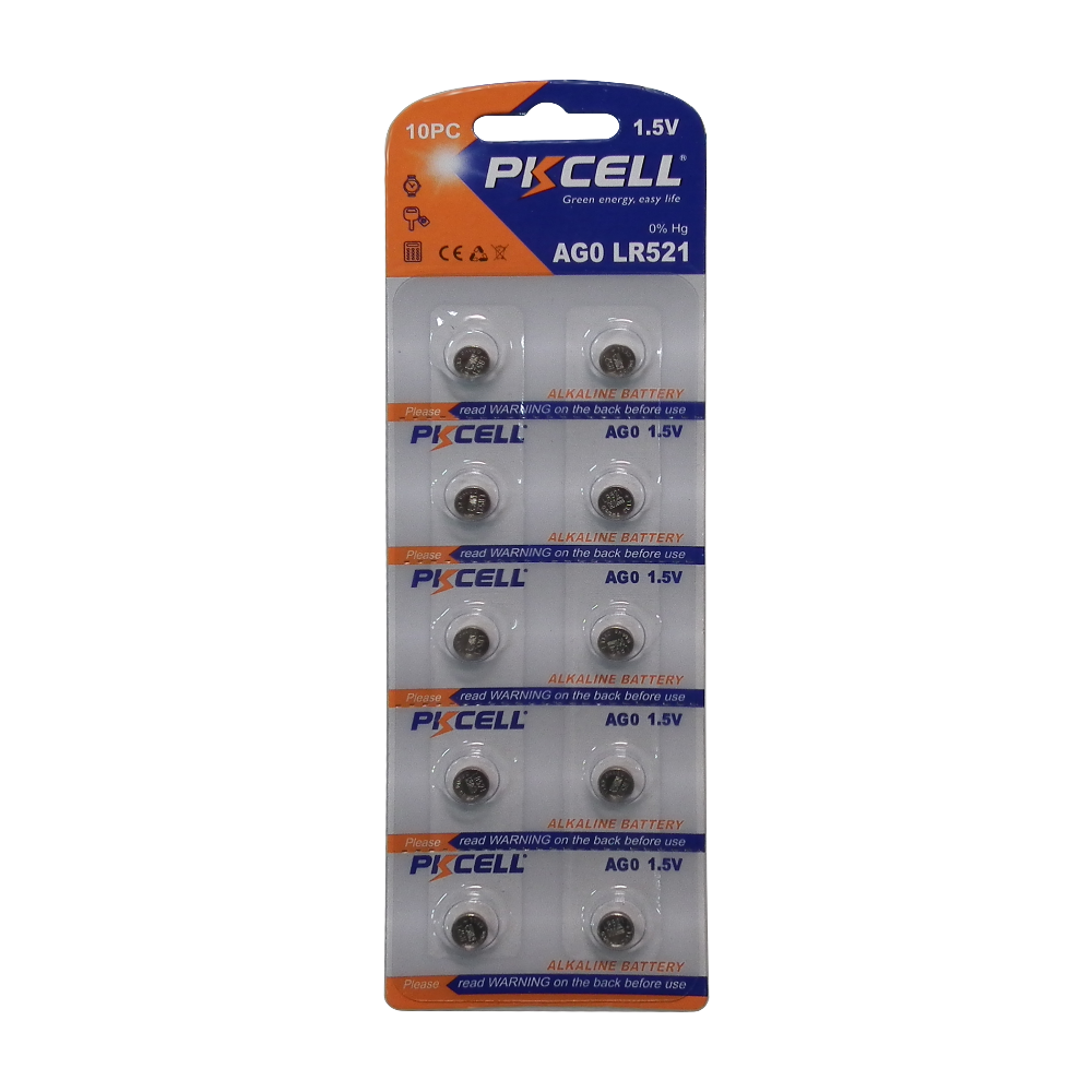 AG0 (LR63, LR521, 379) 1.5V Alkaline Button Coin Cell Battery Pack of 10