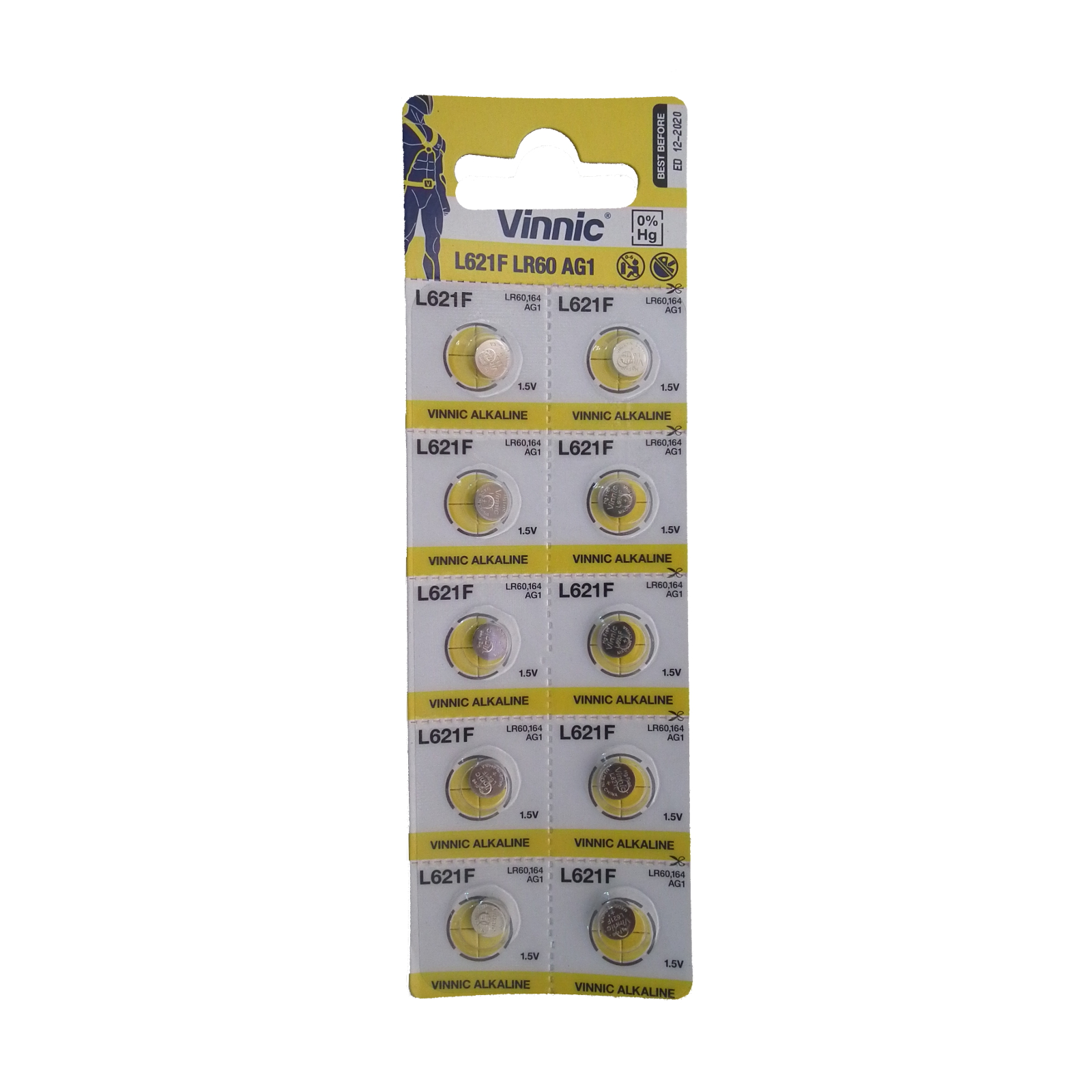 AG1 (LR60, LR621SW, 364) Alkaline Button Coin Cell Battery 
