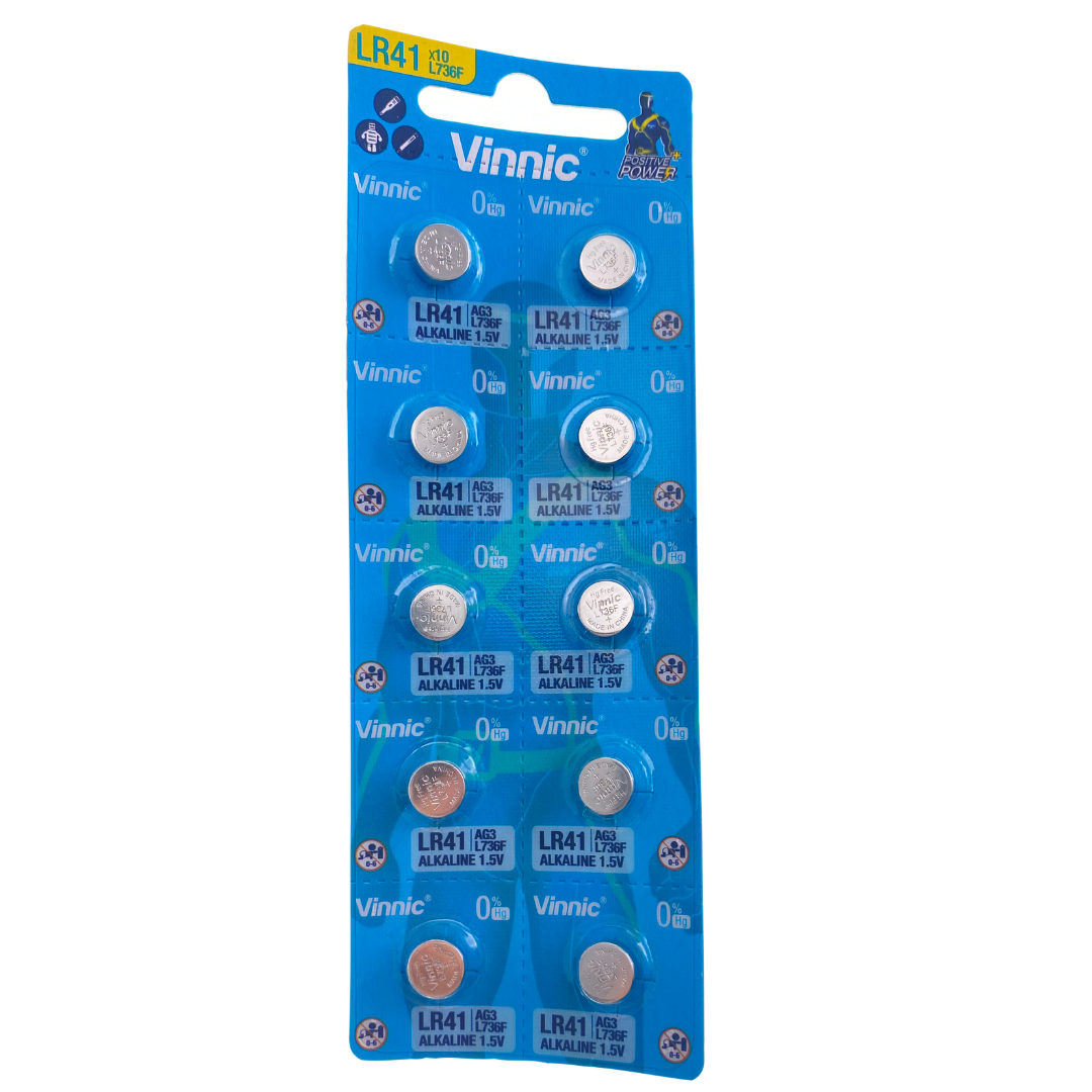 AG3 (LR41, 392A) Alkaline Button Coin Cell Battery pack of 10