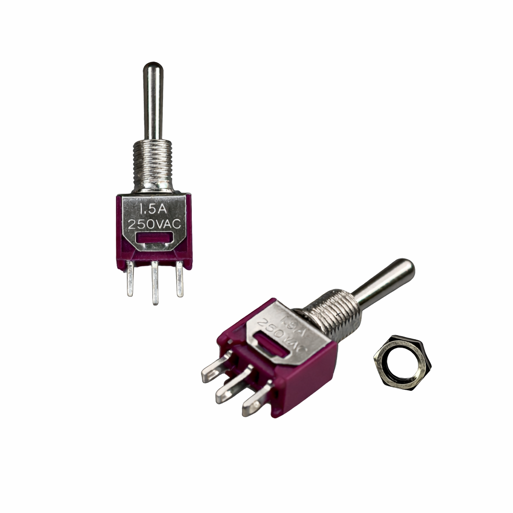 Sub-Miniature Toggle Switch - Single Pole / Change-Over Contacts / Center Off /Non-Latching (on)-off-(on)