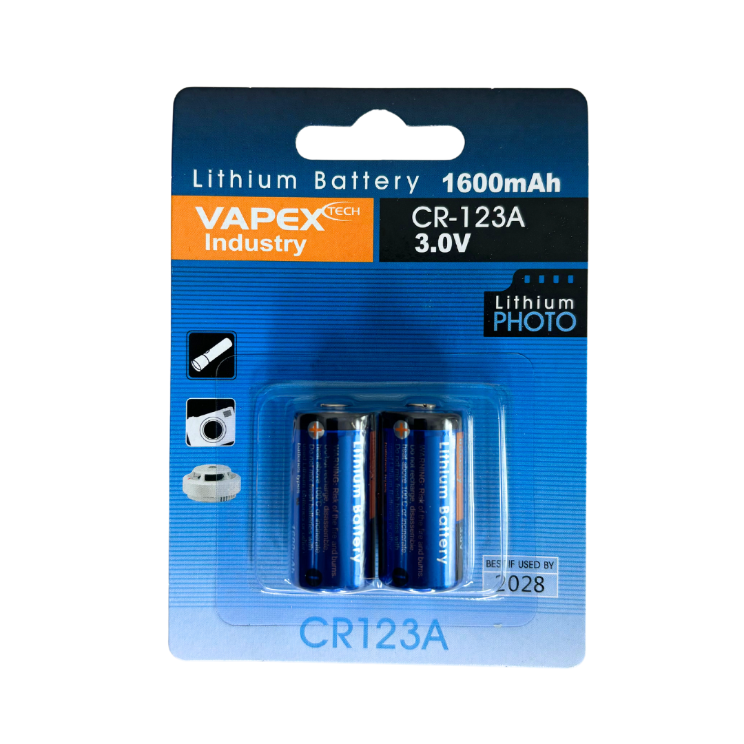CR123A 3V 1600mAh Lithium Camera Non Rechargeable Battery VapexTech pack of 2
