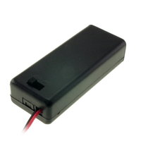 Battery holder for 2 AAA batteries side by side with cover and switch (Wire Connects)