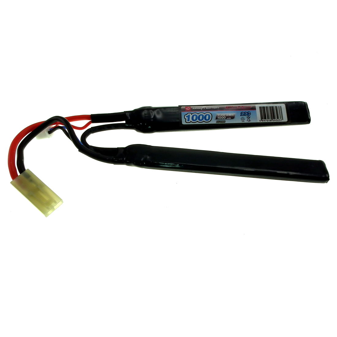7.4V 1000mAh 20C+ Continuous Discharge  Airsoft LiPO Split Pack