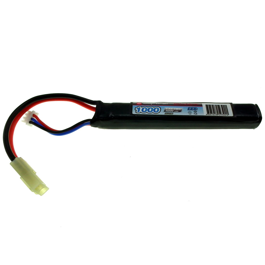 7.4V 1000mAh 20C+ Continuous Discharge Airsoft LiPO Battery