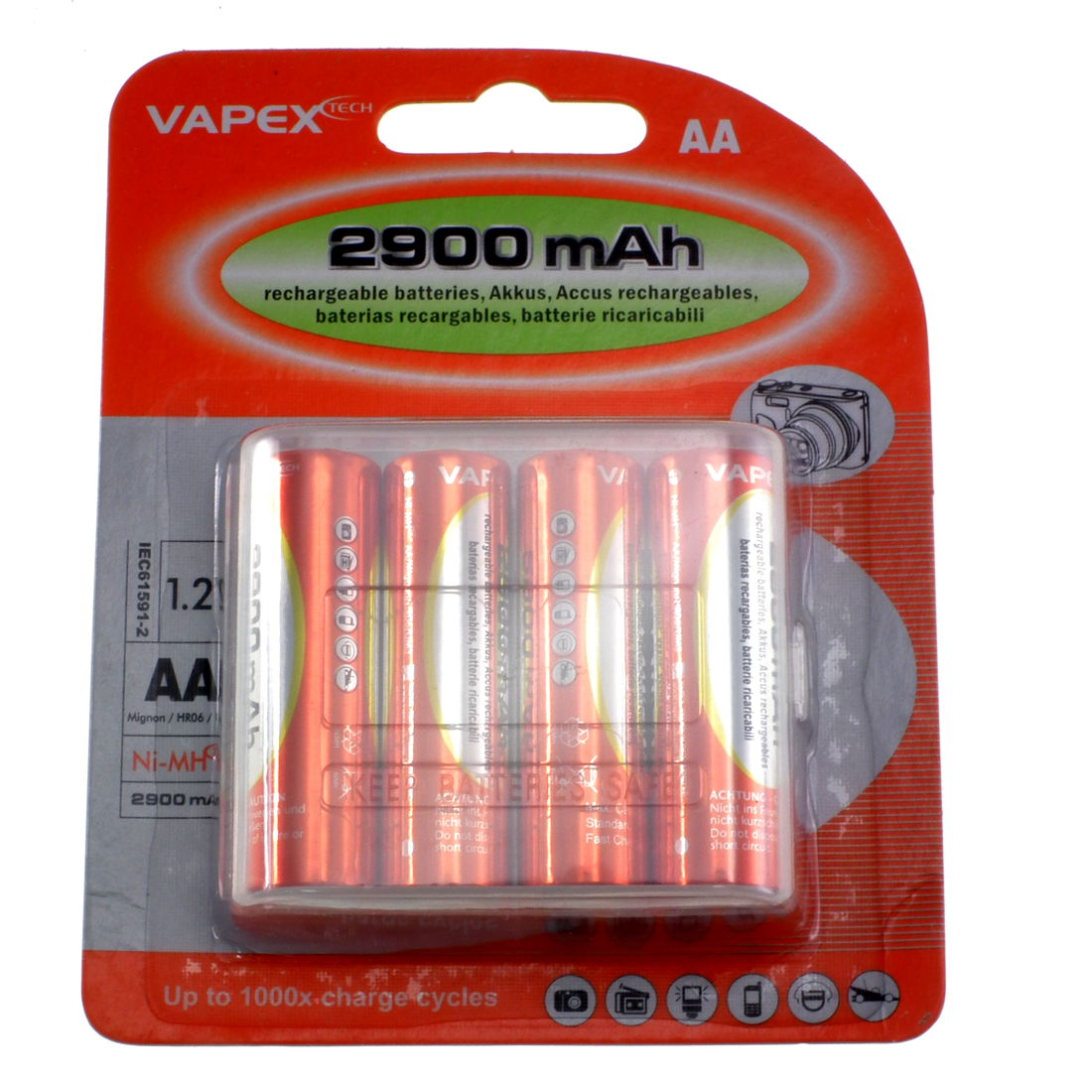 AA 2900mAh NiMH batteries pk/4
