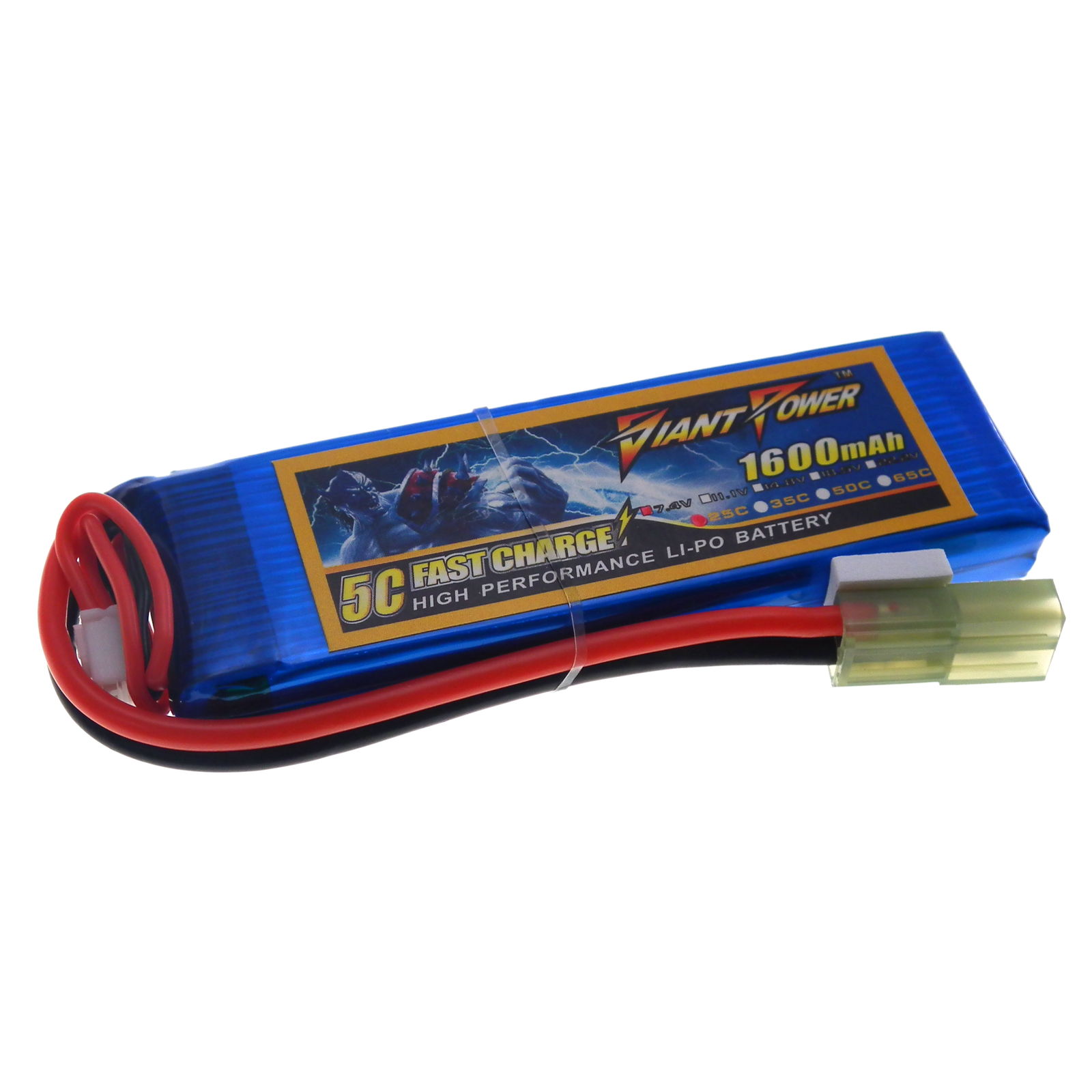 7.4V 1600mAh 25C/50C LiPO Battery Giant Power
