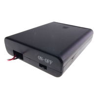 Battery holder for 4 AA batteries, side by side with cover, switch and belt clip (wire connects) 