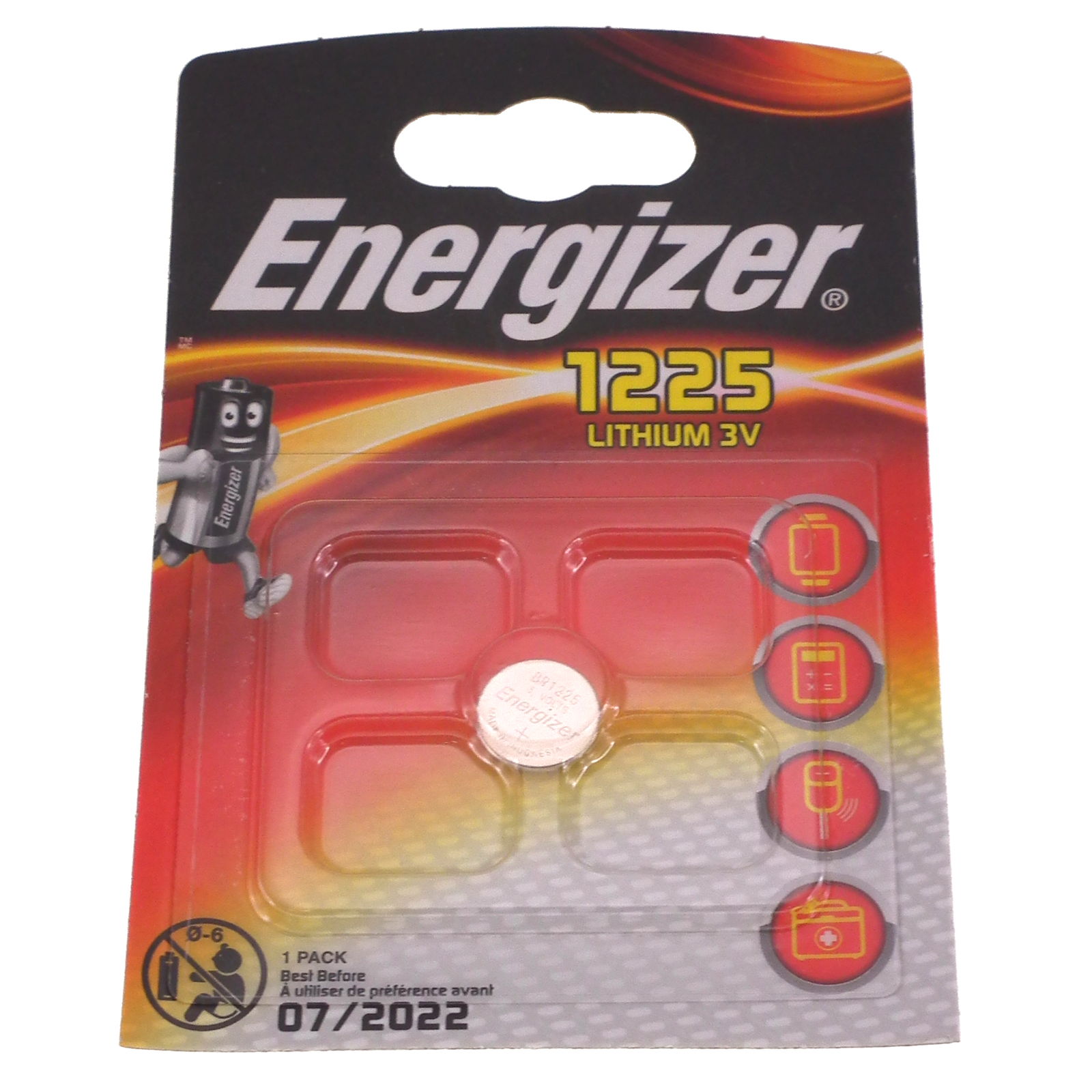 CR1225 3V lithium button/ coin battery - single cell