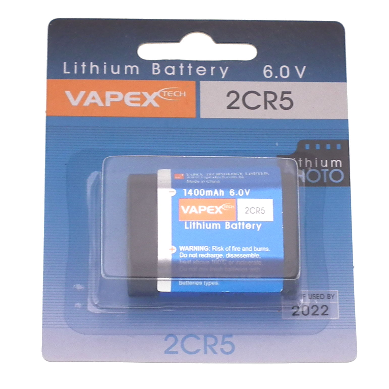6V 1400mAh Lithium Camera Battery 2CR5 Vapex