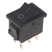 Miniature Rocker switch - Double pole, on/off (printed I / O)