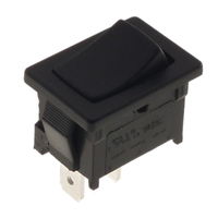 Miniature Rocker switch - Single pole, on/off (Black)