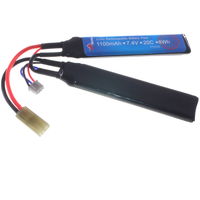 7.4V 1100mAh 20C+ Continuous Discharge Airsoft Split Pack LiPO Battery 