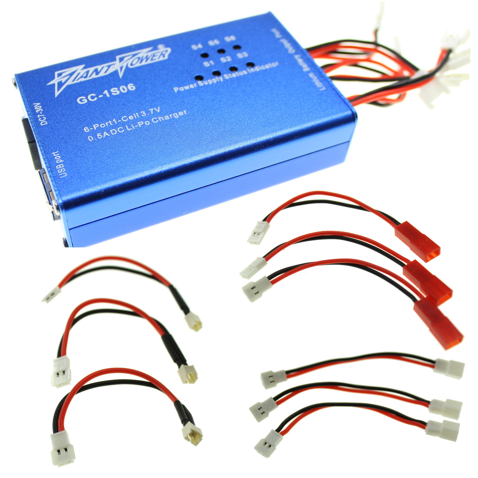 6 Port Single Cell 1S 3.7V LiPO Charger for Walkera, Hubsan, E-flite MCPX Battery