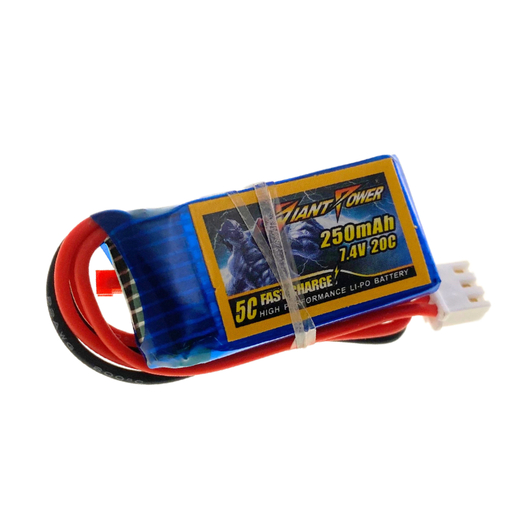 7.4V 250mAh 20C/40C Giant Power LiPO RC Battery with JST Connector