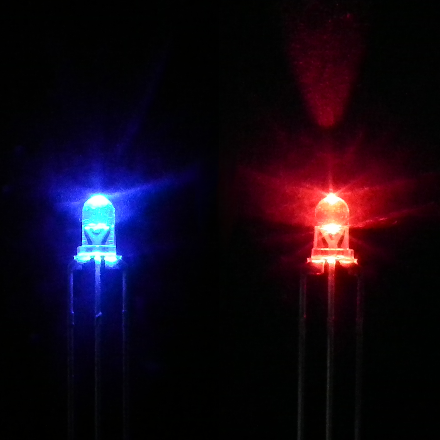 3mm ultra-bright Red/Blue bi-colour LED (3 lead)