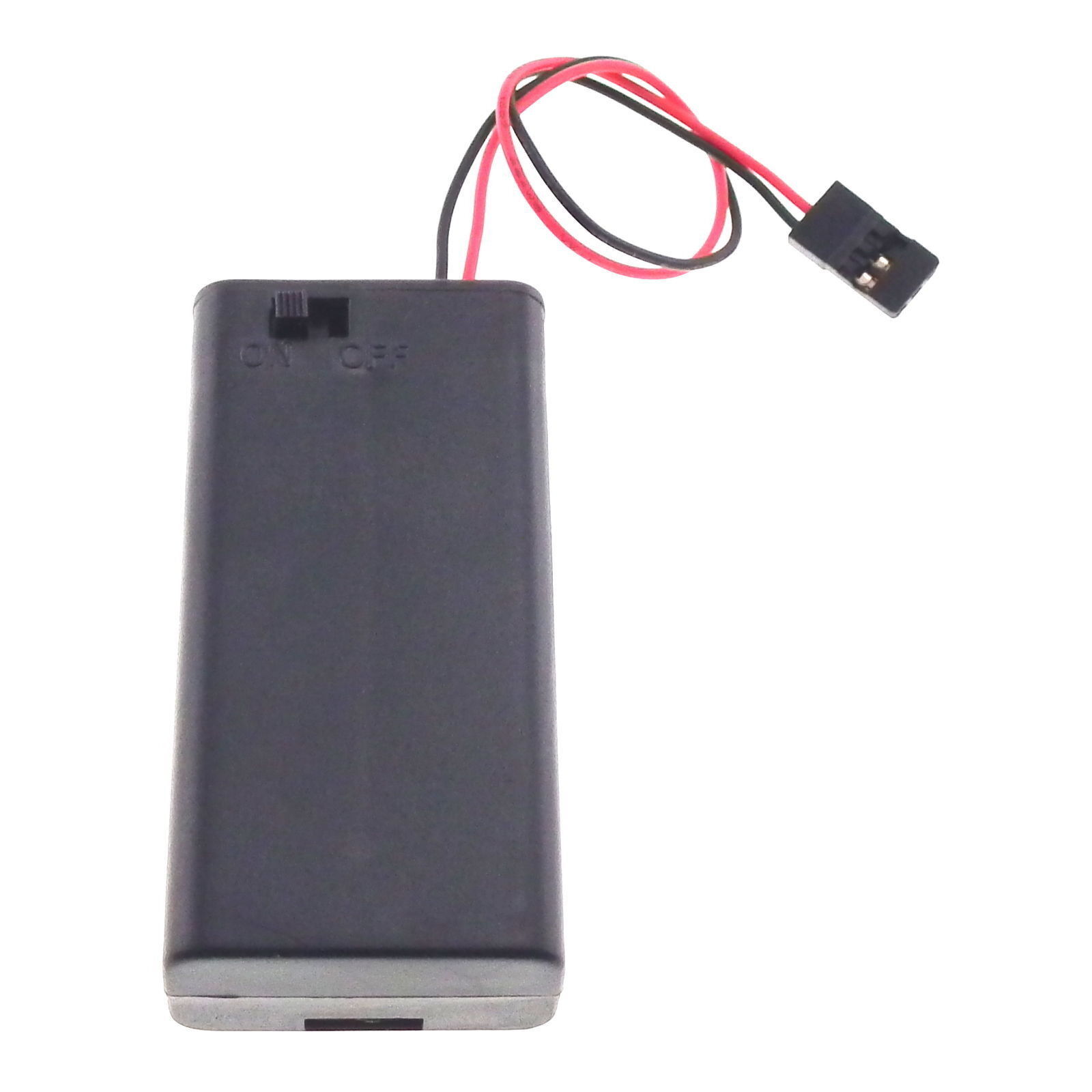 Battery holder for 2 AA batteries side by side with cover and switch (JR lead)