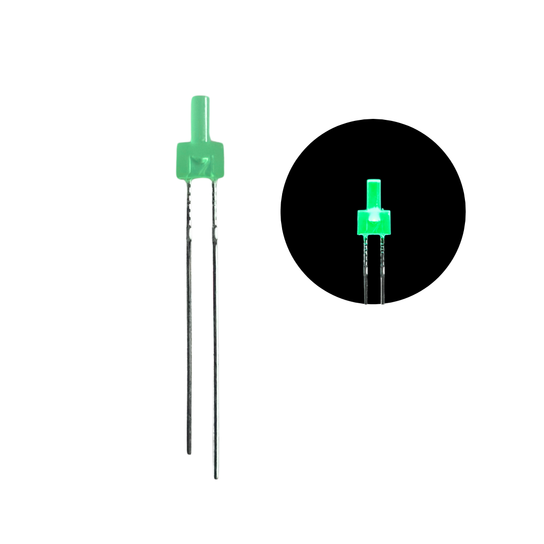 2mm Standard Flat Top / Tower Diffused LED - Green