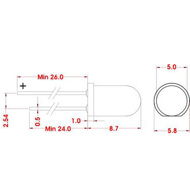 5mm ultra-bright Flashing Red/Blue LED (Alternate)