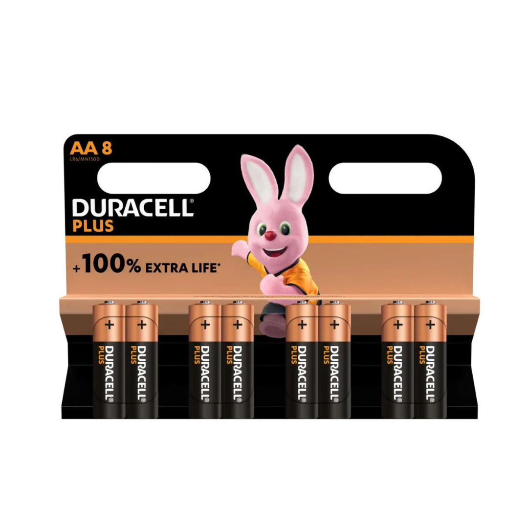Duracell Plus AA Alkaline Batteries - Pack of 8