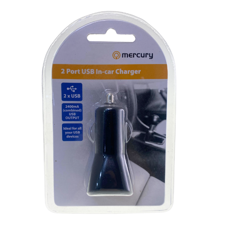 Twin USB In-Car Charger / Power Supply - 2.4A