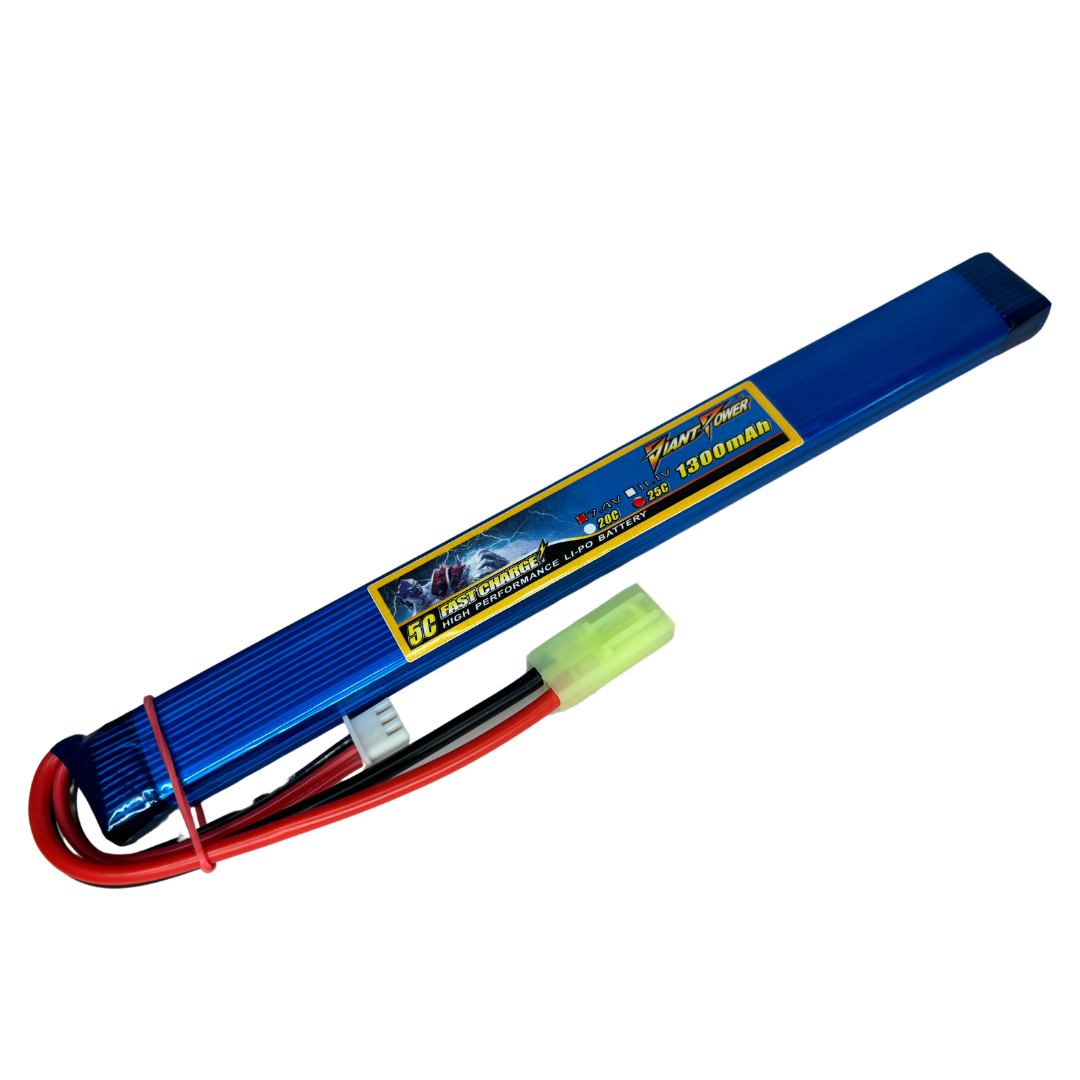 7.4V 1300mAh 25C LiPO Airsoft Battery (185mm) Giant Power