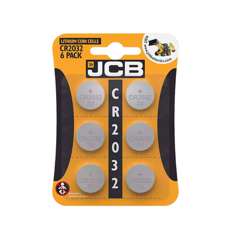 JCB CR2032 3V Lithium Coin Cells , Pack of 6 Cells